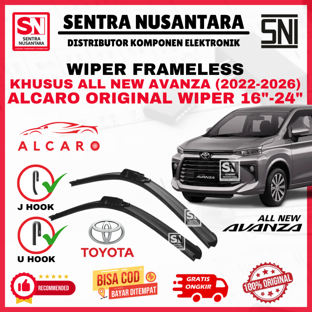 Wiper Mobil TOYOTA All New Avanza (2022-2026) Merk ALCARO ORIGINAL | Wiper Kaca Mobil Toyota All New