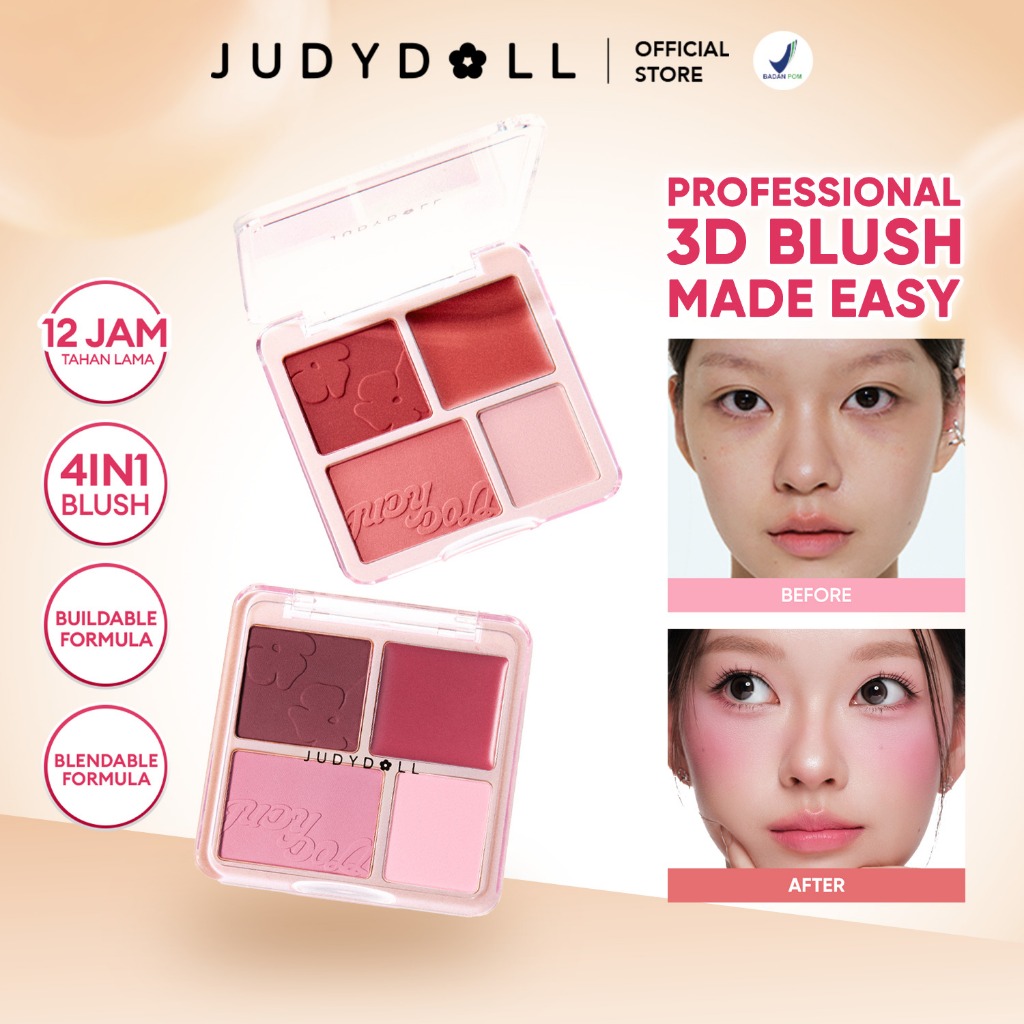 (MUST HAVE) Judydoll All In One Blush & Highlight Powder Palette - 9gr Multifungsi Cheek Blush On Cr