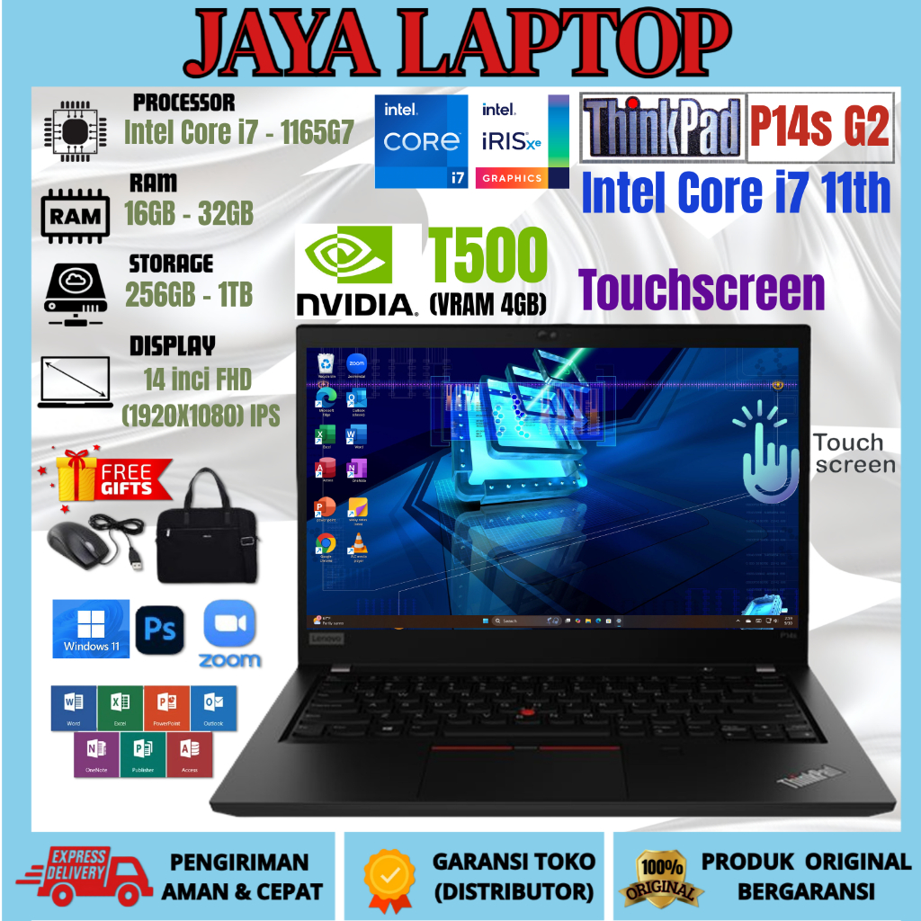 LAPTOP LENOVO THINKPAD P14s Gen2 Intel Core i7 Gen 11 Nvidia RAM 32GB/1TB FREE TAS DAN MOUSE