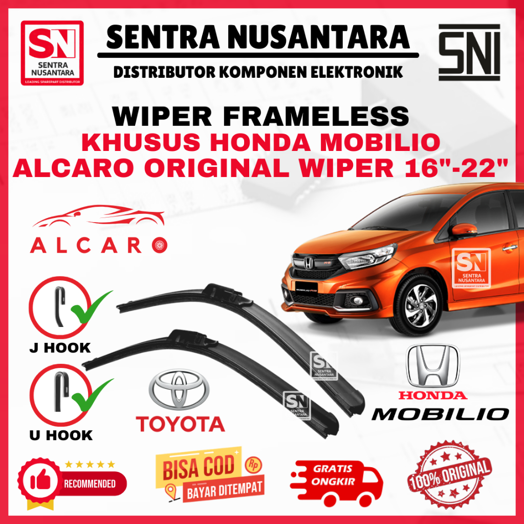 Wiper Mobil Honda Mobilio ALCARO ORIGINAL | Wiper Kaca Mobil Honda Mobilio Model Frameless Premium |