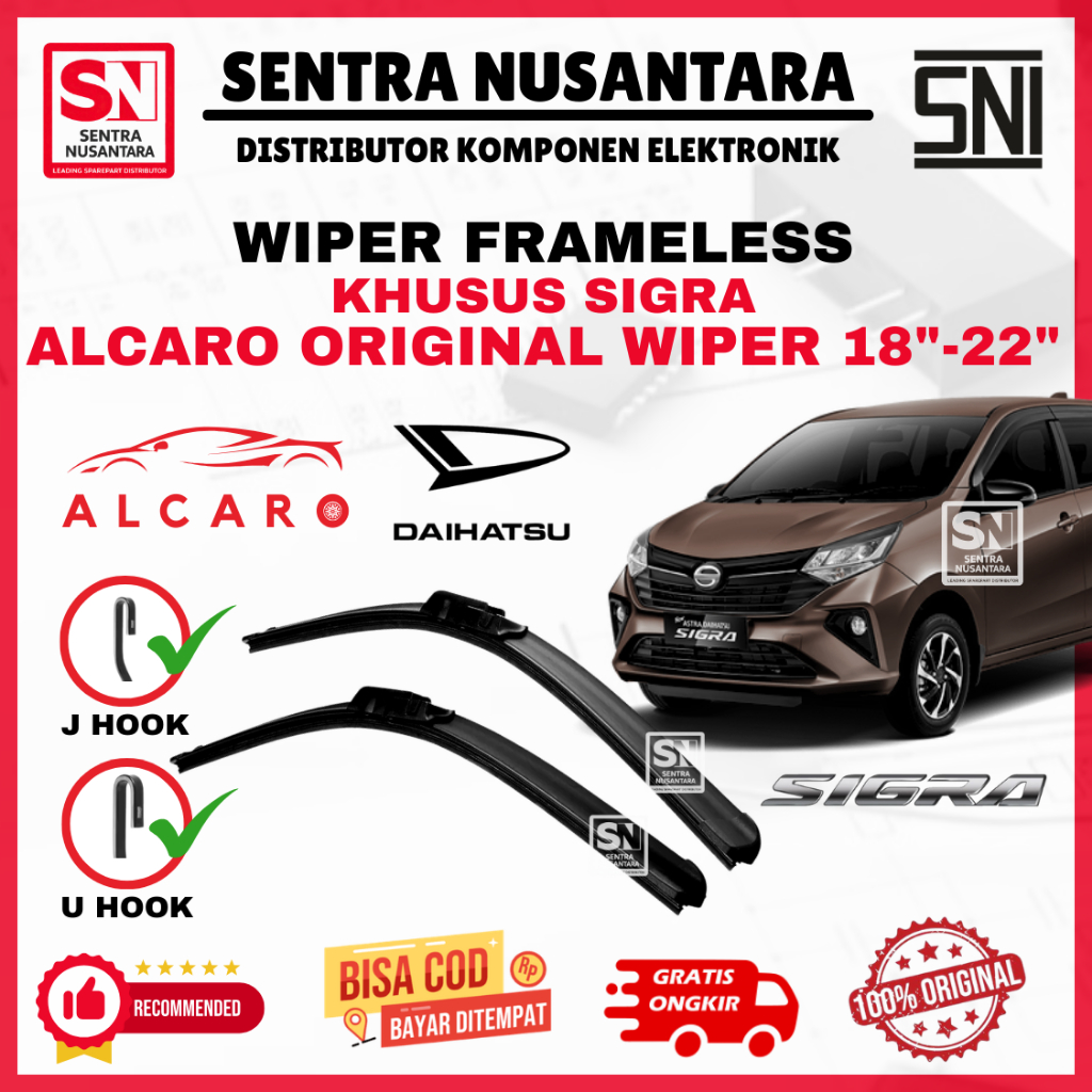 Wiper Mobil Daihatsu Sigra ALCARO ORIGINAL | Wiper Kaca Mobil Daihatsu Sigra Model Frameless Premium