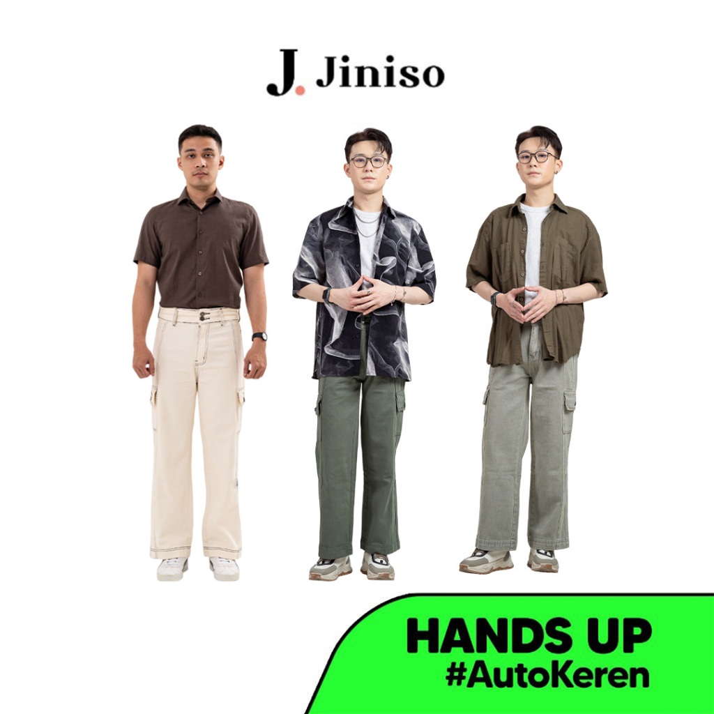 JINISO Loose Cargo Denim Jeans Pria