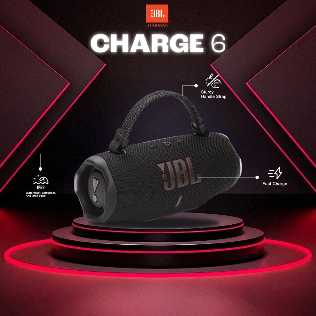 100% ORI Speaker JBL Charge 6 Portable Wireless Bluetooth Speaker Tahan Air Dan Tahan Jatuh Dengan J