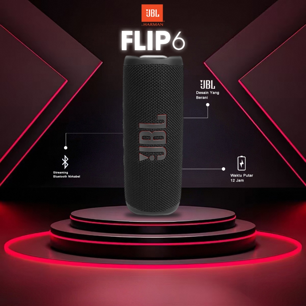 100% ORI Speaker JBL Flip 6 Bluetooth Portable Speaker Powerful Sound and Deep Bass IP67 Waterproof 
