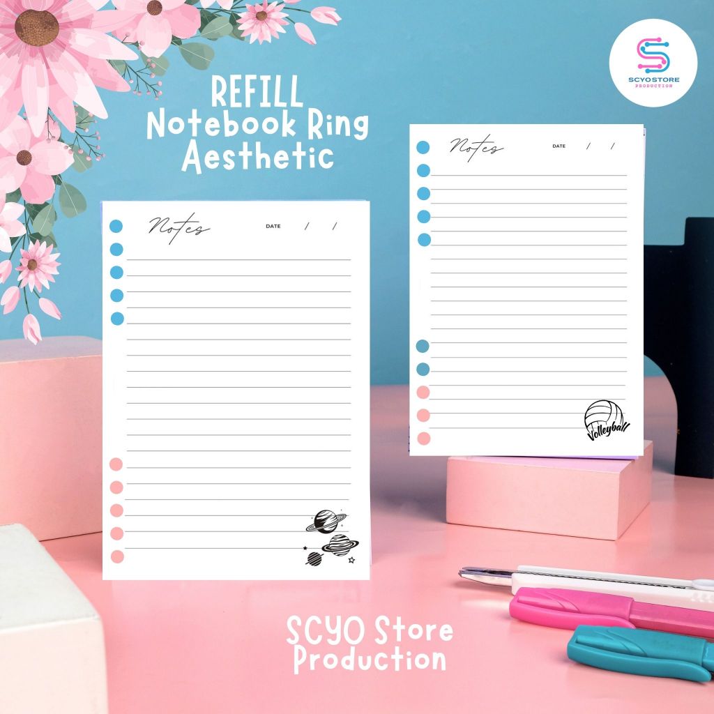 Refill Isi Binder A5, A6, A7 Garis Polos Kertas Catatan Aesthetic 50 Lembar