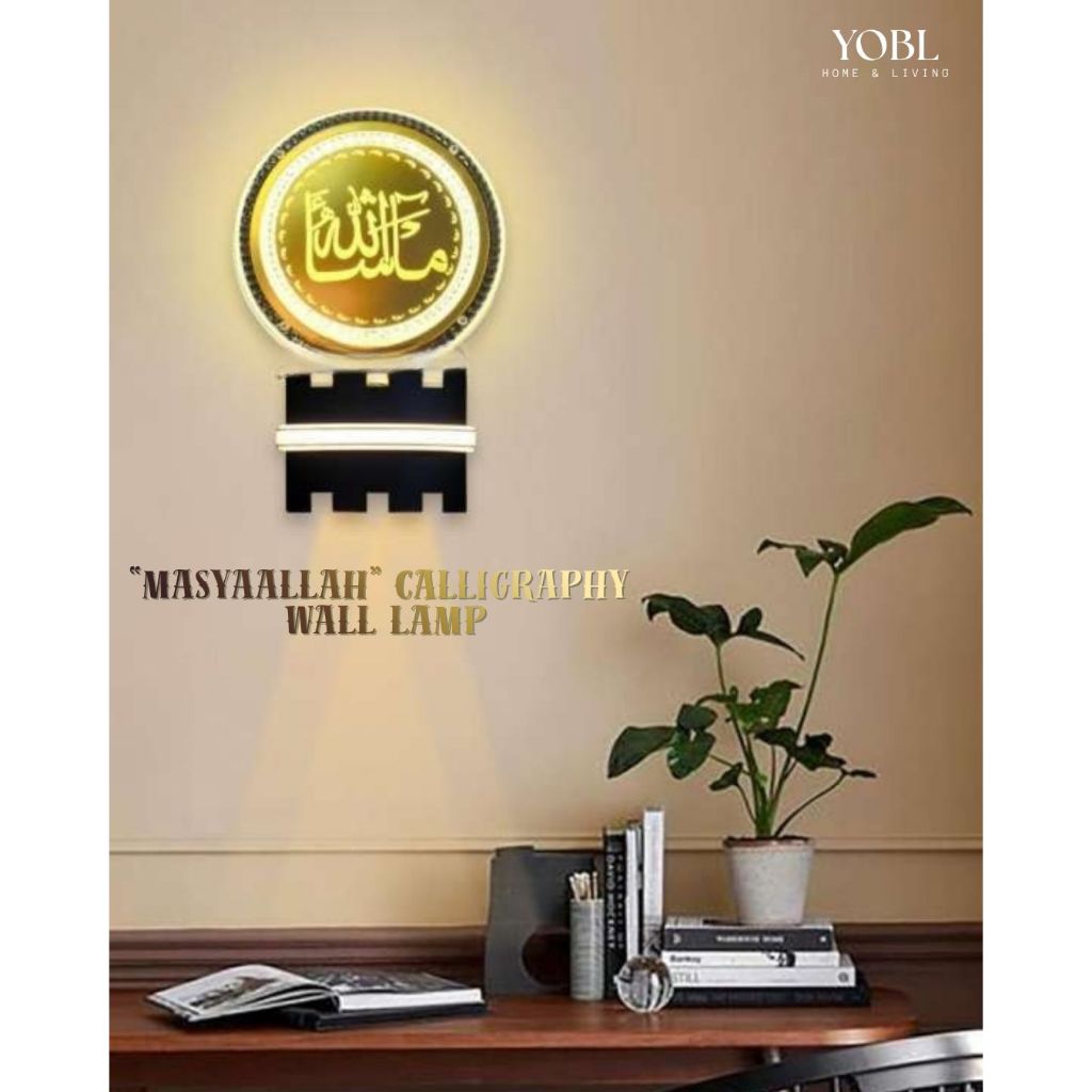 Lampu Hias Dinding Kaligrafi "MASYAALLAH" LED 3 Cahaya