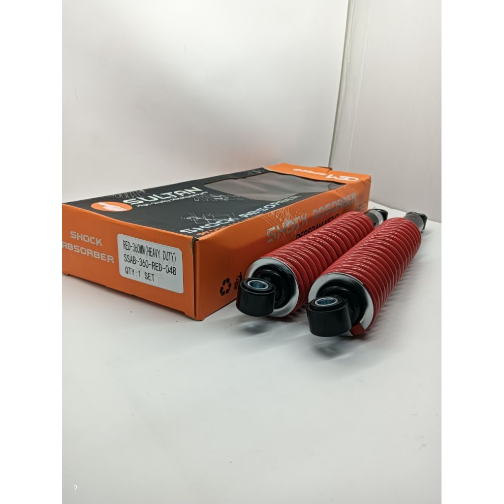 SHOCK BLAKANG  BEBAN BERAT HEAVY DUTI    360MM MERAH DAB HITAM   MEREK SULTAN PNP KE MOTOR  SMASH LA