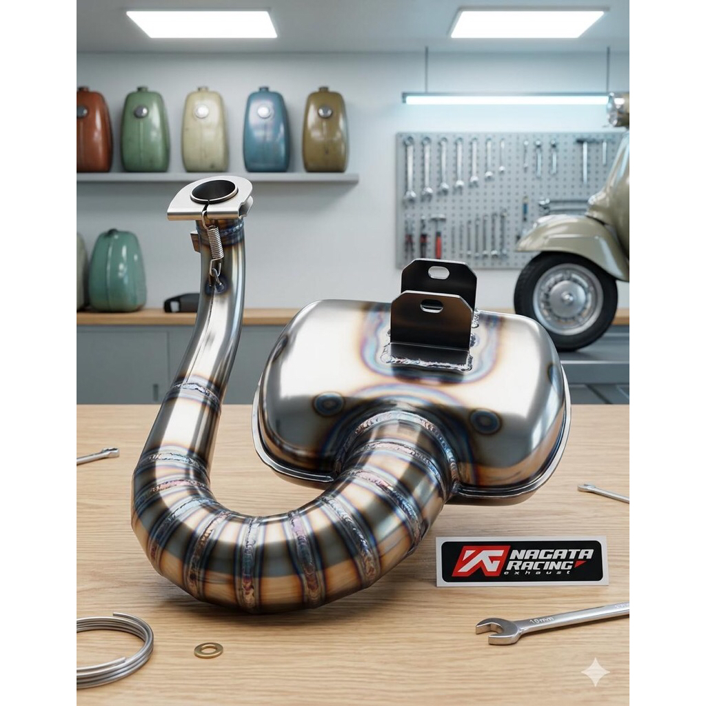 Knalpot vespa standar harian Model Big Box Nagata racing exhaust