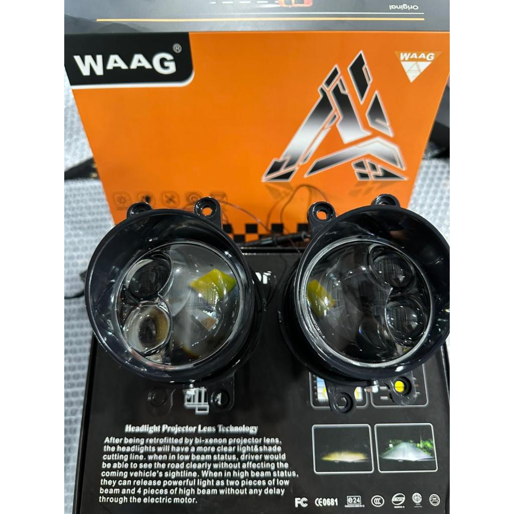 LAMPU BILED WAAG - LAMPU FOGLAMP 3 INCH 3 WARNA DOUBLE LASER CLEAR LENS 60 WATT (PUTIH , KUNING , PU