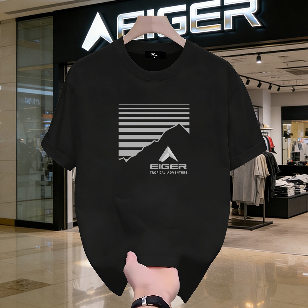 Kaos EIGER Pria Original Katun 100%– Kaos Outdoor Kasual untuk Kerja & Santai