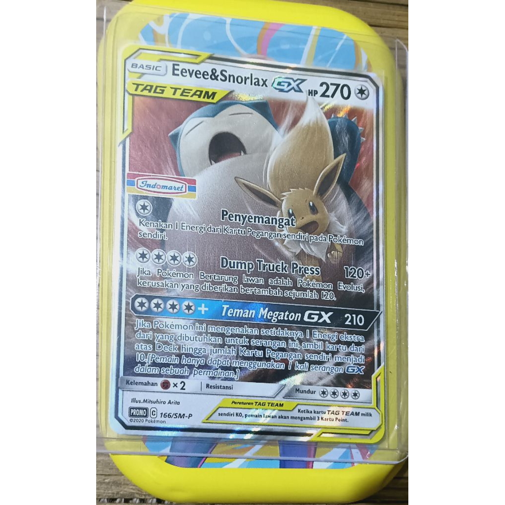 Eevee & Snorlax GX Indomaret, Kartu Pokemon Eevee snorlax Promo Indomaret 166/SM-P