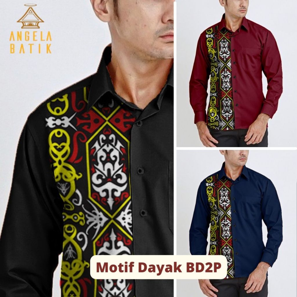 Angela Batik | Kemeja Batik Dayak Lengan Panjang Pria | Batik Motif Dayak Pria BD2