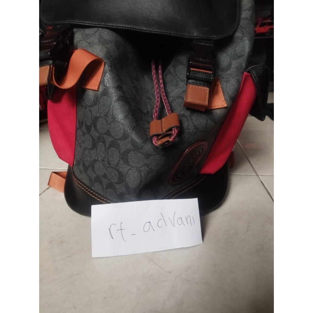 Preloved Coach Rivington Backpack Ransel / Red Black Merah Hitam / Original 100%