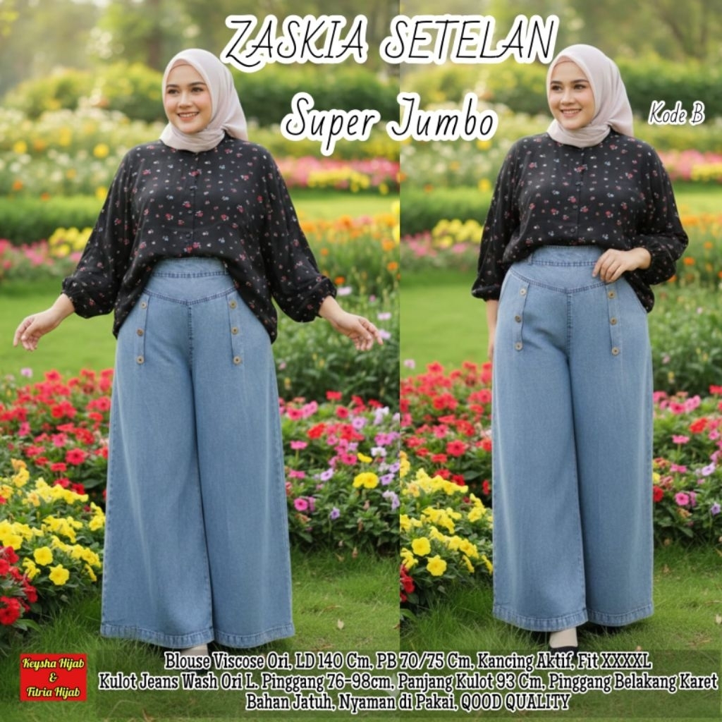 SETELAN WANITA SUPER JUMBO LD 140 SET ATASAN CELANA KULOT JUMBO TERBARU
