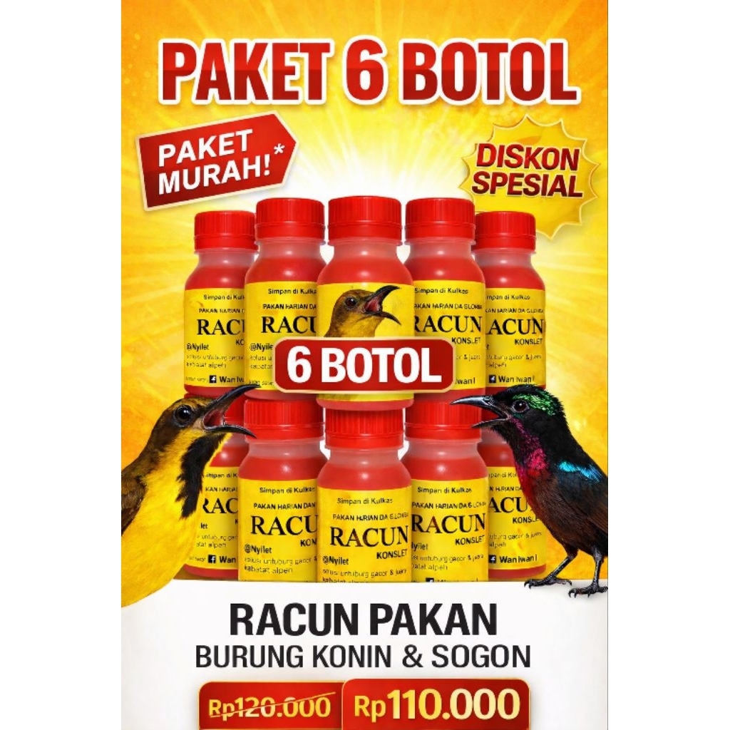 PENGGACOR BURUNG KOLIBRI (NEXTAR  KONSLET) 6 BOTOL