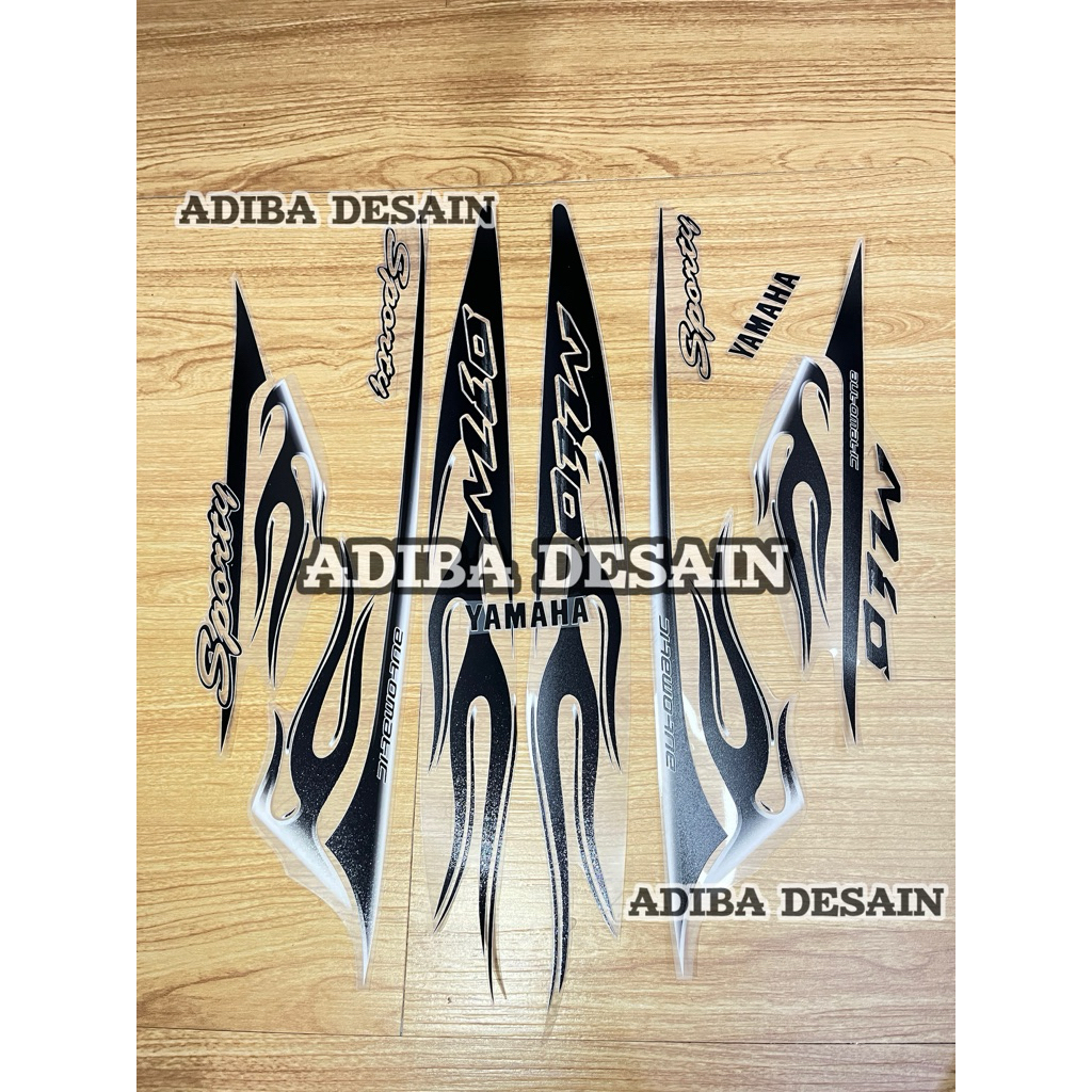 Striping mio  transparan api warna hitam uv maxdecal - stiker motor mio transparan Api  maxdecal
