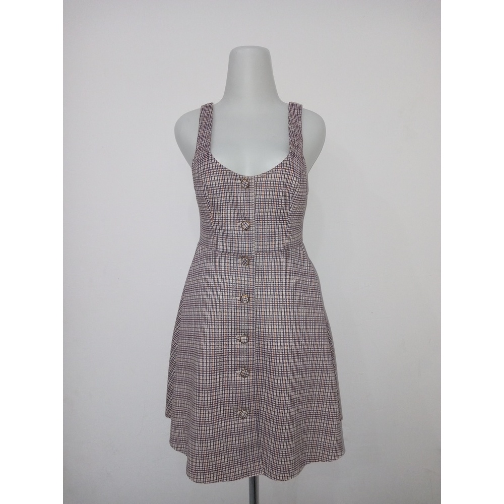 [PRELOVED] Excellent Dress Wanita Mini Kotak-Kotak Tanpa Lengan ZARA XS