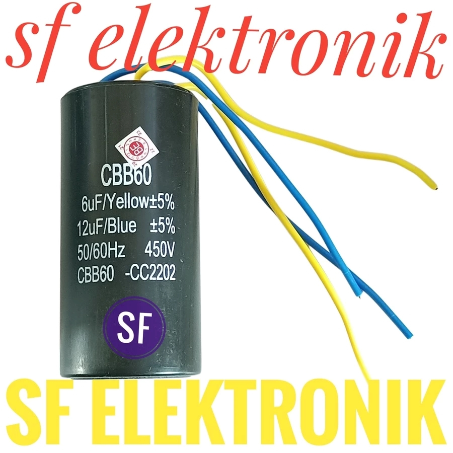 Kapasitor Capacitor 12Uf+6Uf 450V Bulat 4 Kabel