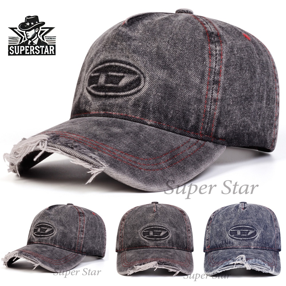Topi Baseball D Ripped Jeans Denim Sobek Fashion Import Pria Wanita