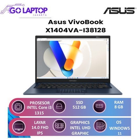 Laptop Vivobook Intel Core i3 Gen 13 - Asus VivoBook X1404VA-I38128