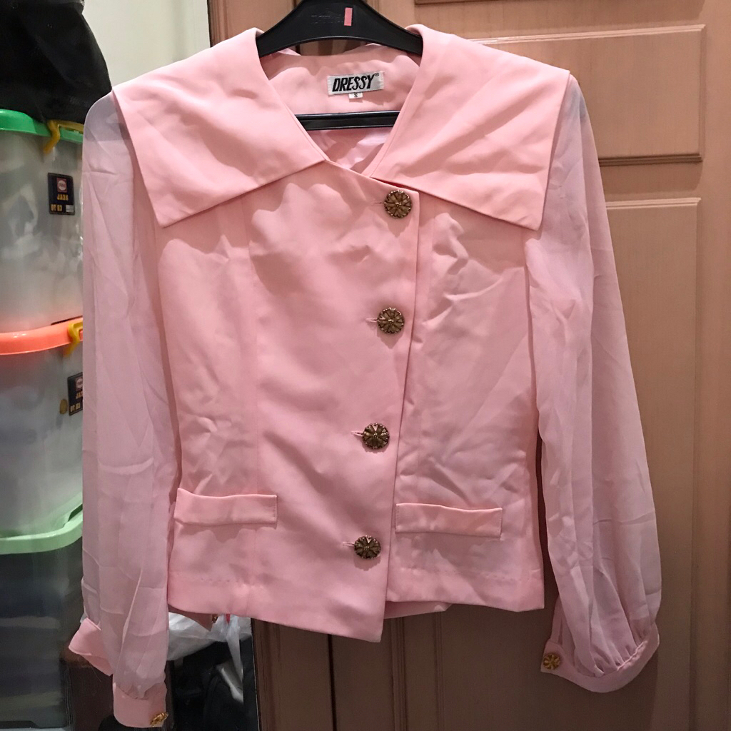 Baju Blouse Jas Wanita Merk Dressy Size S Preloved Warna Pink