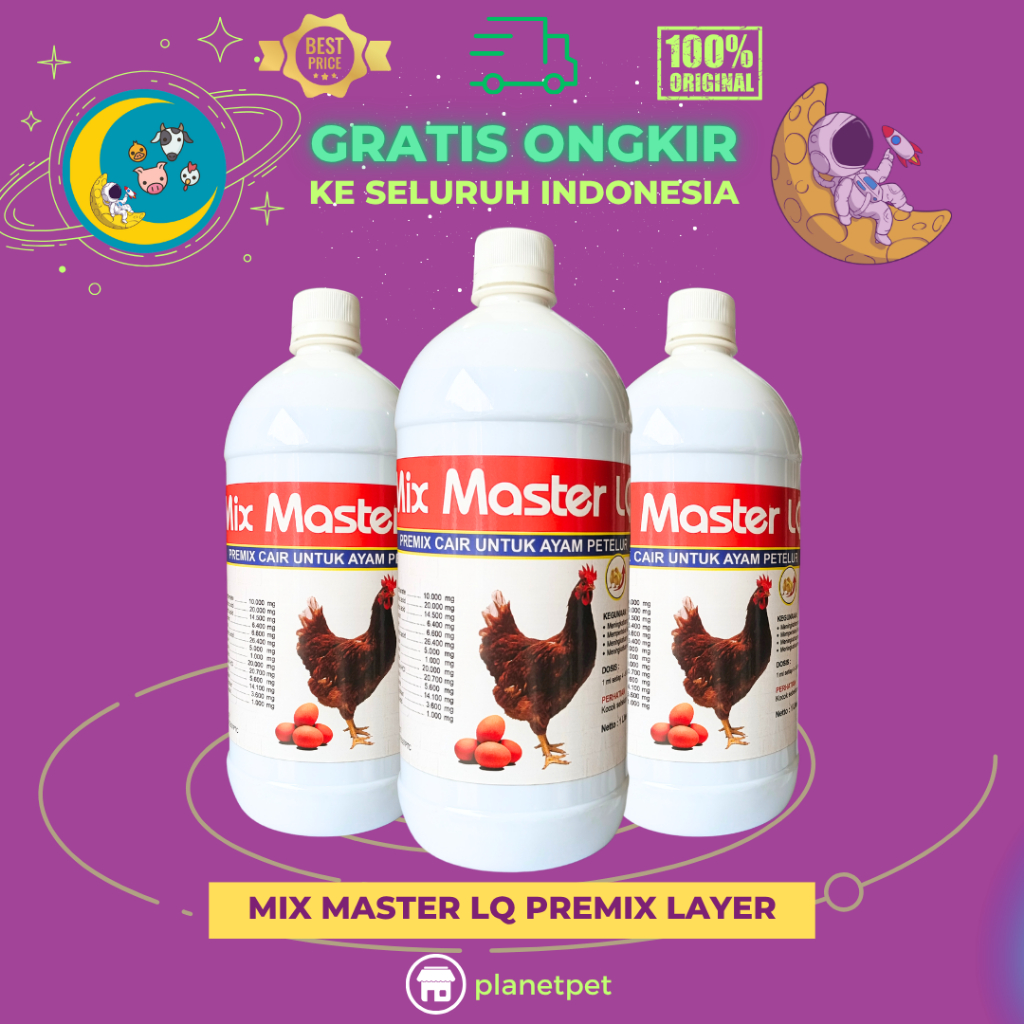 MIX MASTER LQ PREMIX LAYER - Premix Cair Multivitamin dan Mineral Lengkap Untuk Ayam Petelur, Layer