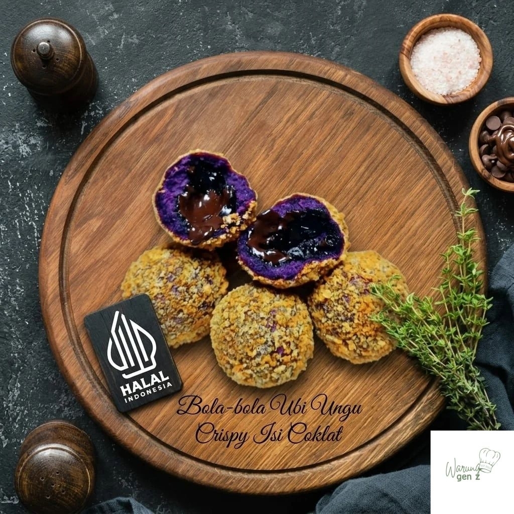 FROZEN BOLA UBI UNGU COKLAT CRISPY ISI 8