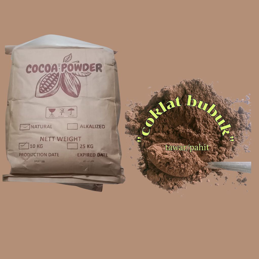 1 SAK / 1 BAL / 10KG COKLAT BUBUK TAWAR COKLAT BUBUK PAHIT COKLAT BUBUK KEMASAN 10KG
