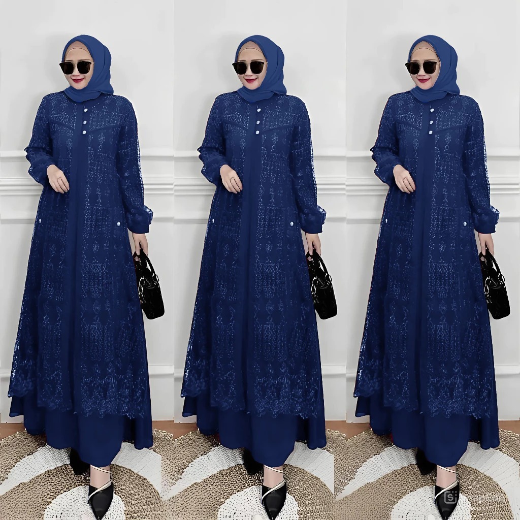 Hayya Dress Brukat M L XL XXL XXXL Dress Brukat Hayya Dress Gamis Pesta Mewah Crinkle Brukat Dress G