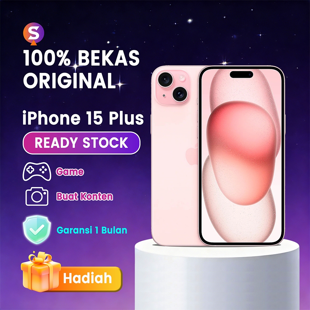 iPhone 15 Plus Versi WiFi 128GB/256GB/512GB Second Original Inter HP ke 2 Baru 99% Foto/Live/Game