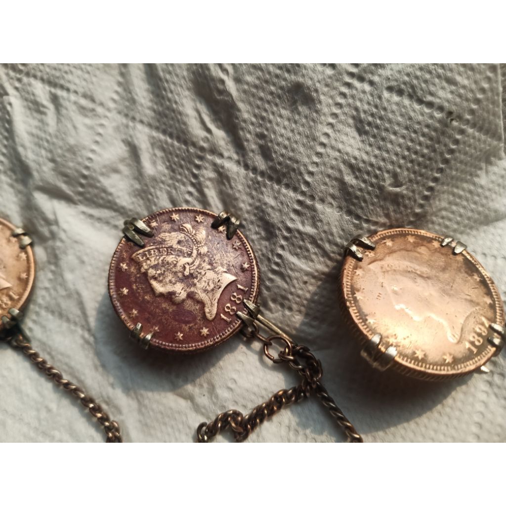 3 Rantai Peniti Koin Kuno Liberty
