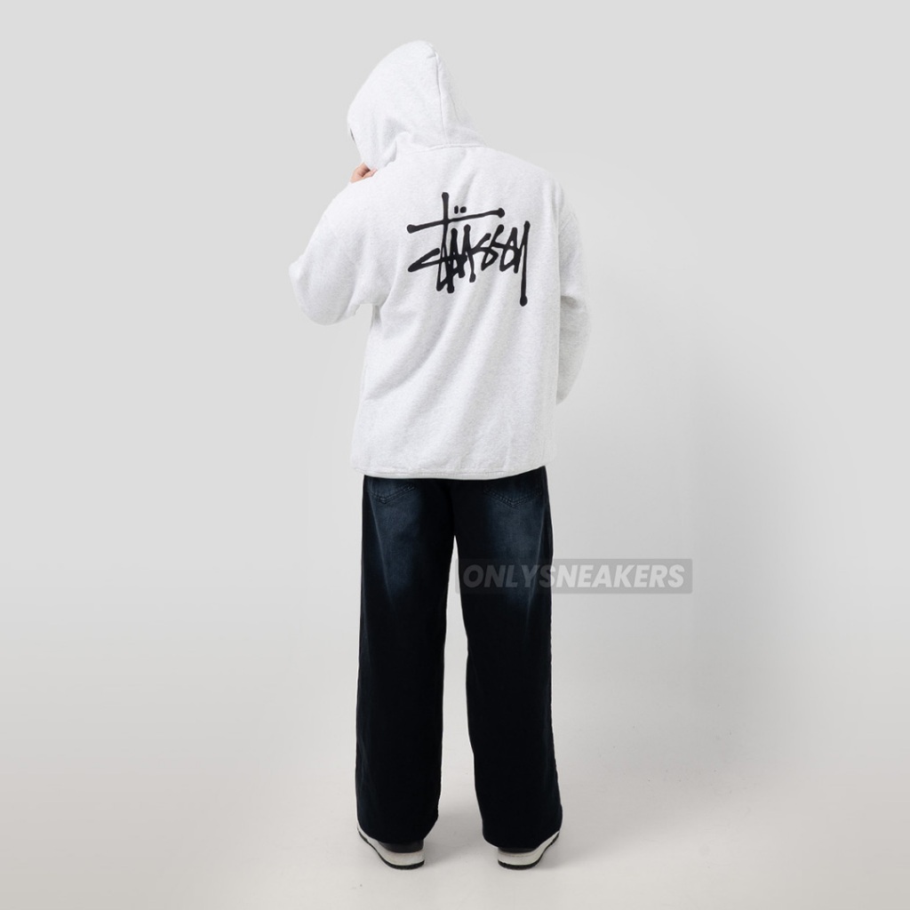 STUSSY BASIC STUSSY ASH HEATHER HOODIE