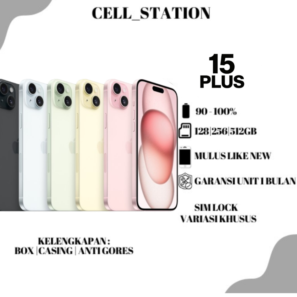 ip inter 15 plus bisa game & live second minus 512gb 256gb 128gb original fullset mulus iphone 15+
