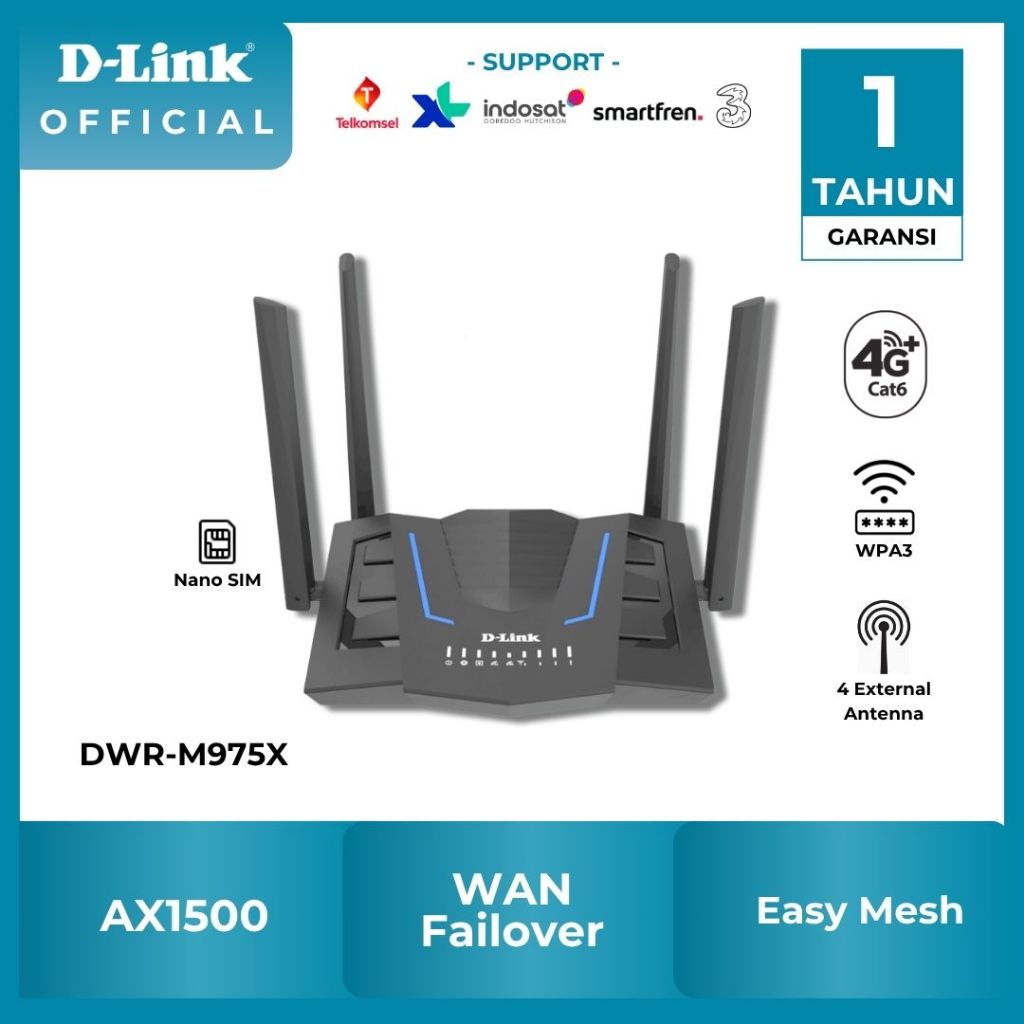 D-Link DWR-M975X  DWR-M975X AX1500 4G+ LTE Cat6 Wi-Fi 6 Wireless Gigabit Mobile Router | Nano SIM | 