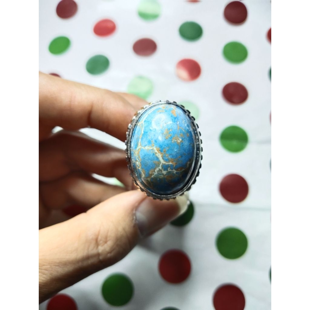 BATU AKIK PIRUS MESIR ROYAL BLUE SERAT EMAS