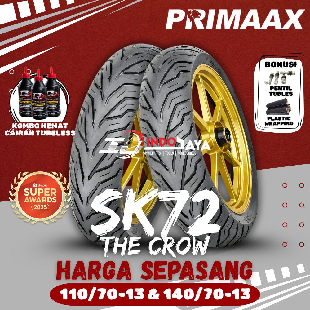 [HARGA SEPASANG] BAN PRIMAAX SK72 RING 13 ( 110/70-13 & 140/70-13 ) THE CROW BAN PRIMAXX SK-72 SK 72