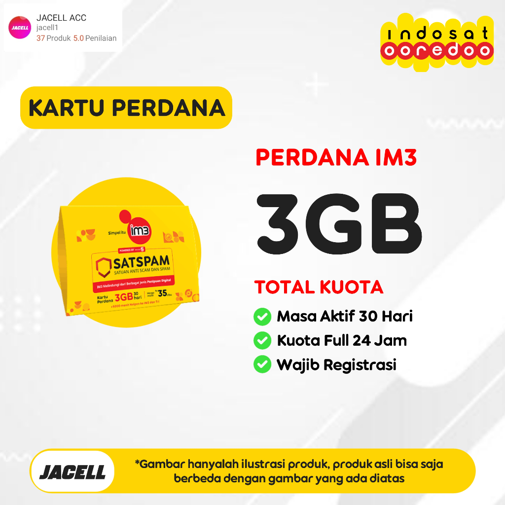 KARTU PERDANA KUOTA INDOSAT 3GB 28 HARI