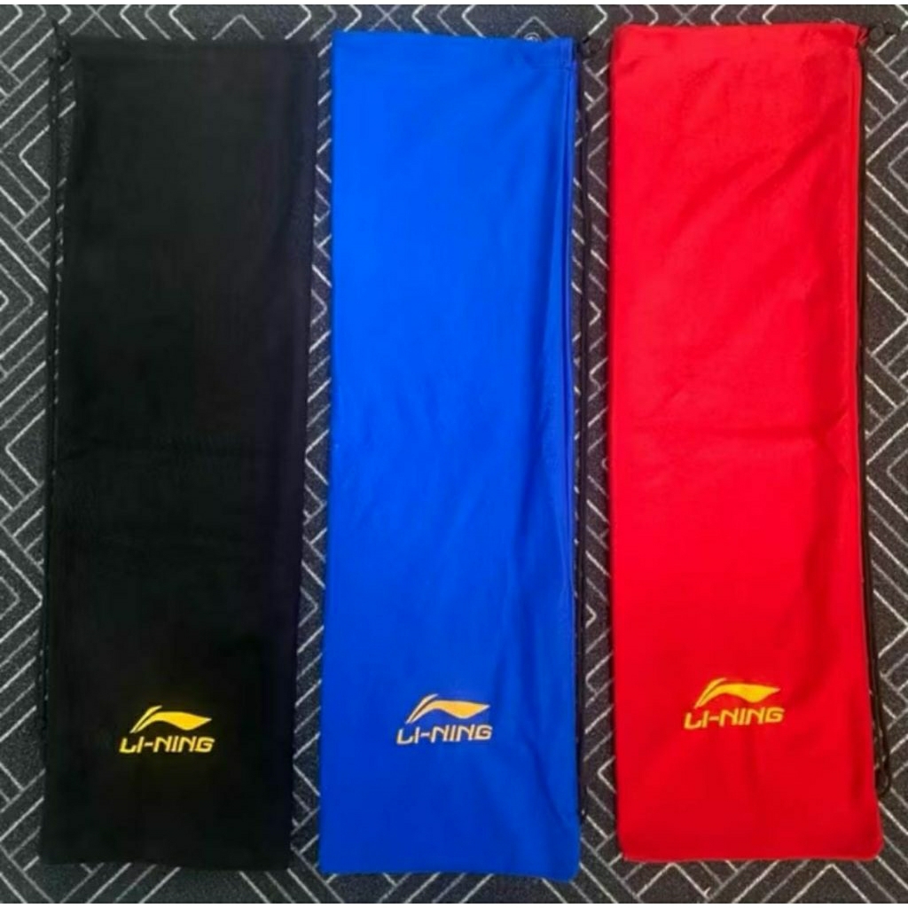 Tas raket badminton serut raket Lining logo bordir / Sarung raket badminton Lining logo bordir