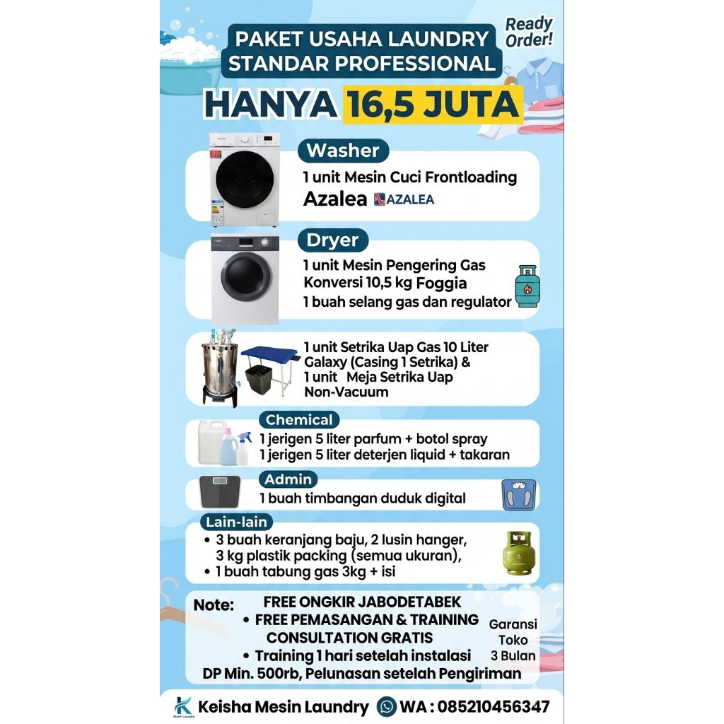 Paket usaha laundry untuk pemula 16 jutaan