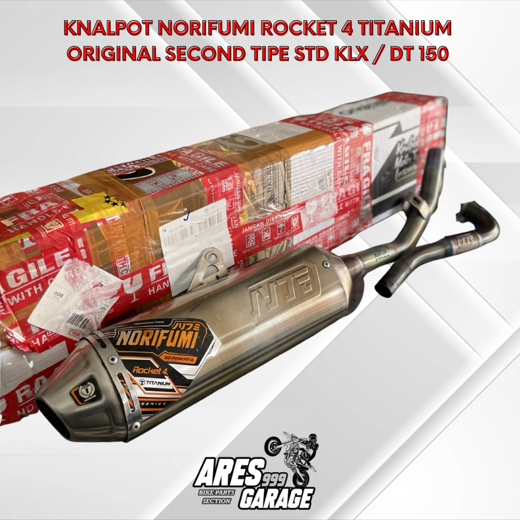 NORIFUMI ROCKET 4 TITANIUM ORIGINAL SECOND KNALPOT ROCKET 4 TITANIUM BEKAS KLX DT 150
