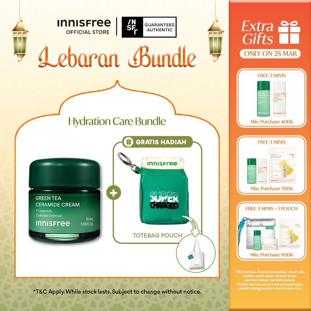 [Special FREE Totebag Pouch] Innisfree Innisfree Green Tea Ceramide Cream / Moisturizer untuk Memper