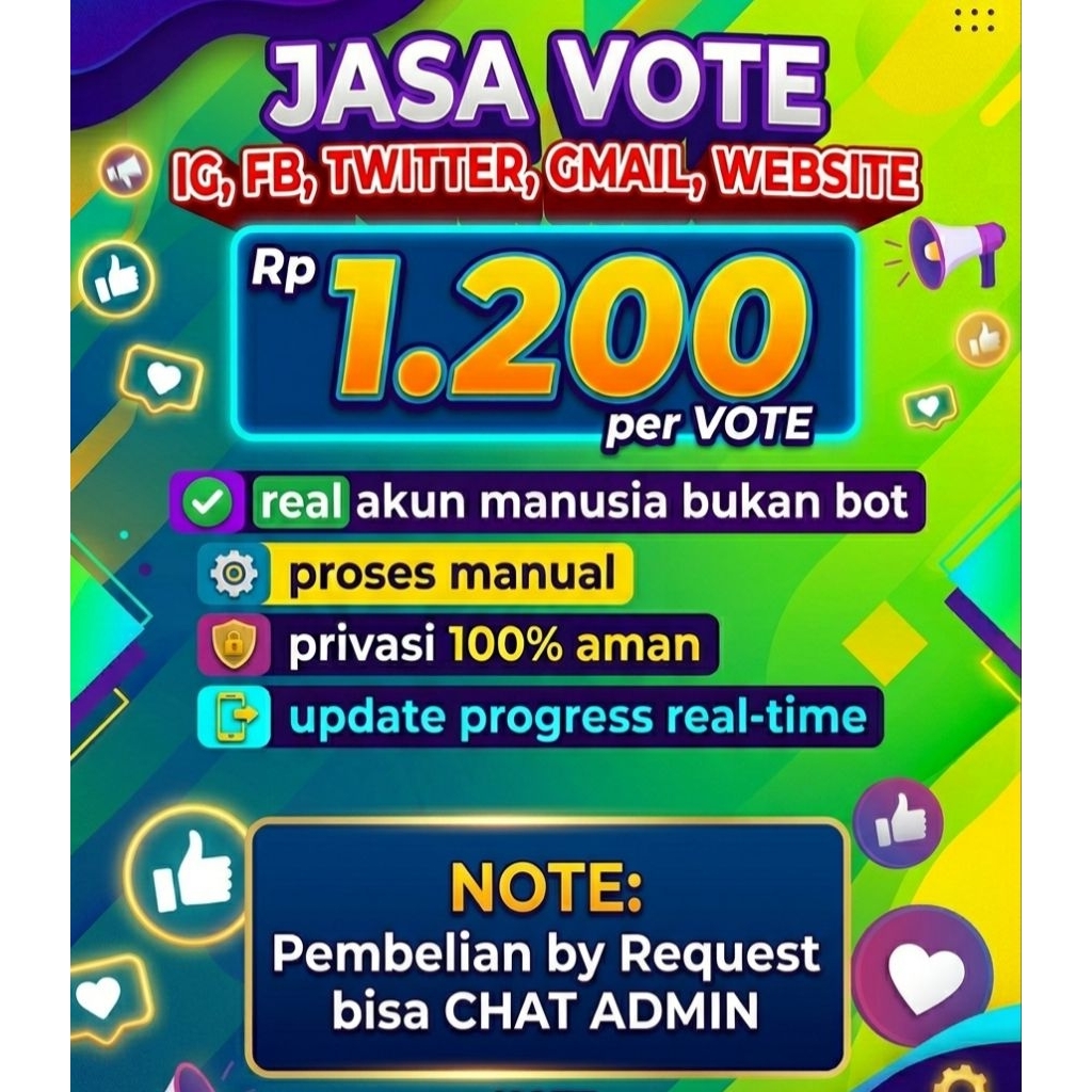 Jasa Vote Instagram Facebook Gmail Website | akun real bukan Bot