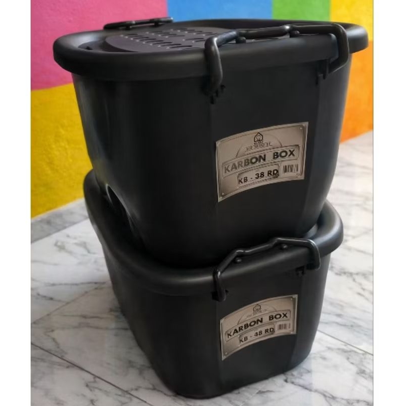Kontainer box roda besar full hitam / Box Container motif full rotan tanpa roda