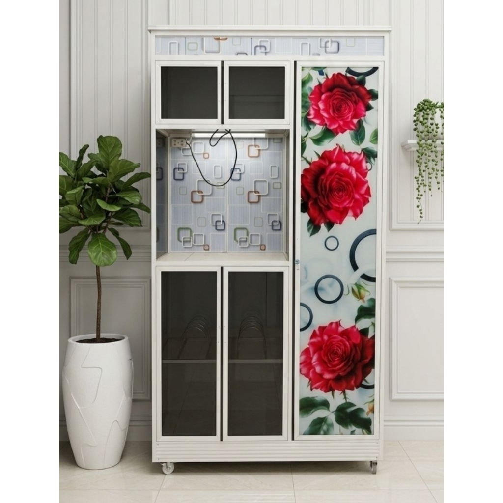 Rak piring Alumunium putih+Roda