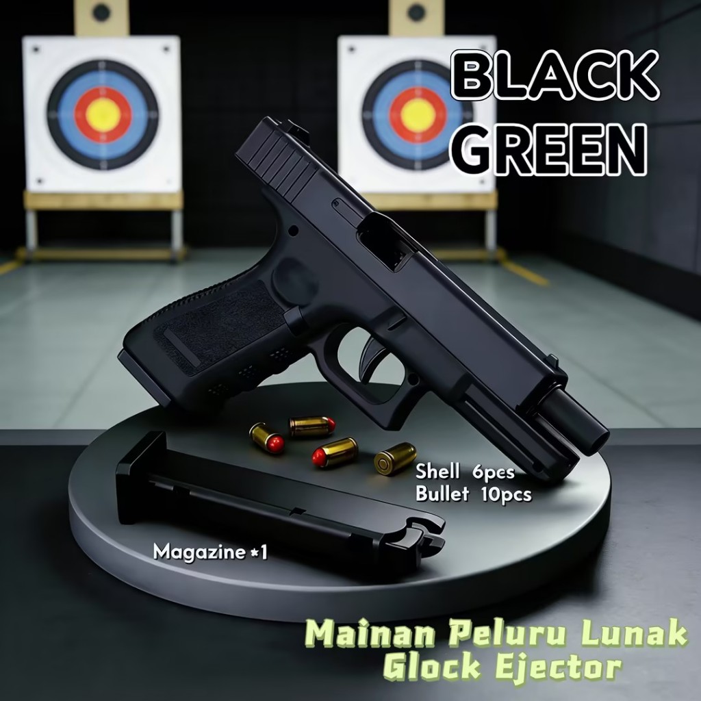 Glock semi-automatic soft bullet toy for boys, with continuous firing, recoil, and ejection, suitabl