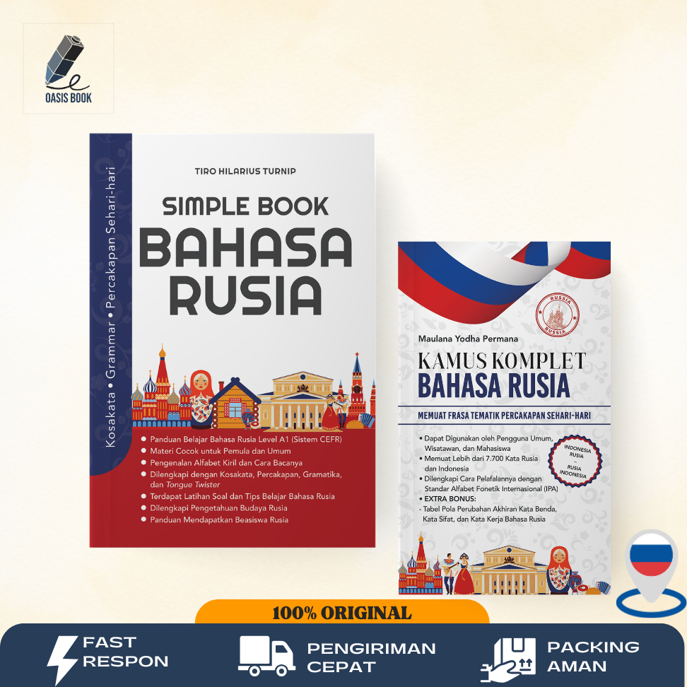 PAKET Belajar Bahasa Rusia Level A1 - Simple Book Bahasa Rusia dan Kamus Bahasa Rusia
