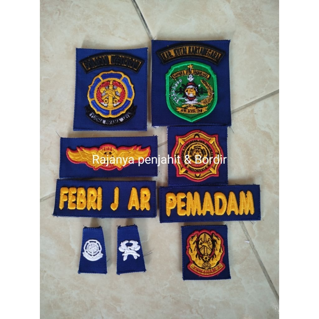 ATRIBUT PDL DAMKAR SATU SET FULL BORDIR TIMBUL