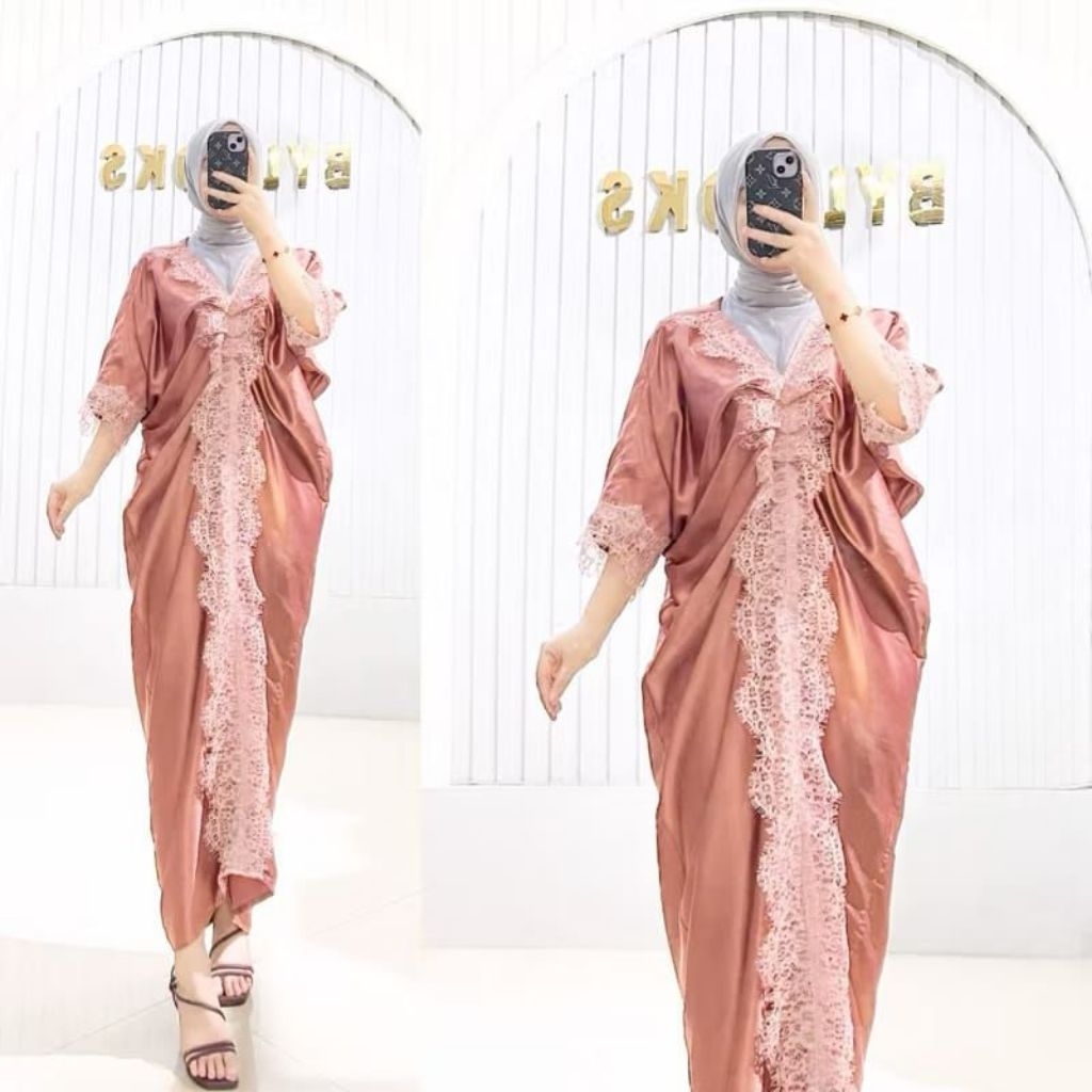 Kaftan Arayya kaftan lebaran /kaftan kondangan terbaru baju pesta wanita mewah panjang satin renda l