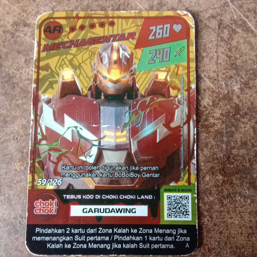 kartu Boboiboy Ar Mecha gentar