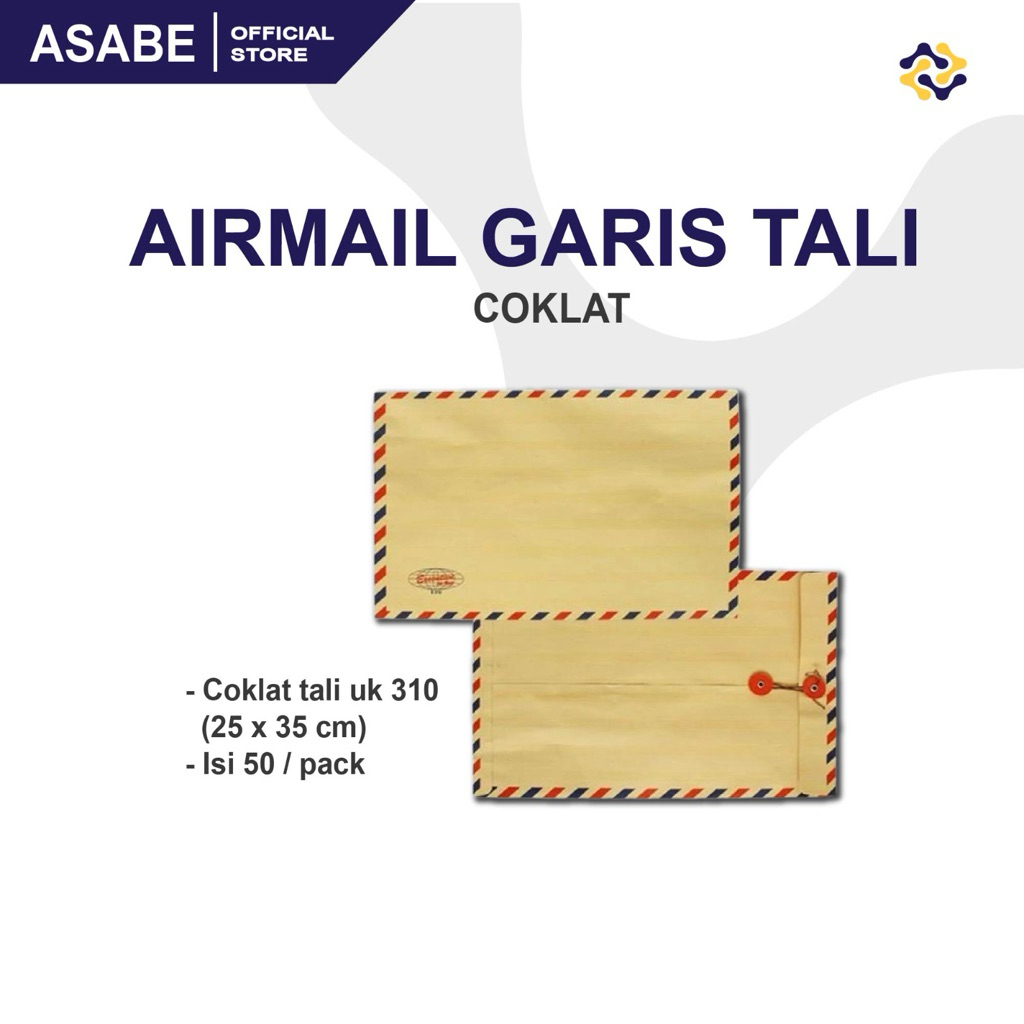 Amplop Airmail Coklat Tali | Amplop Tali Coklat | Amplop Dokumen Kantor | Envelope Tali